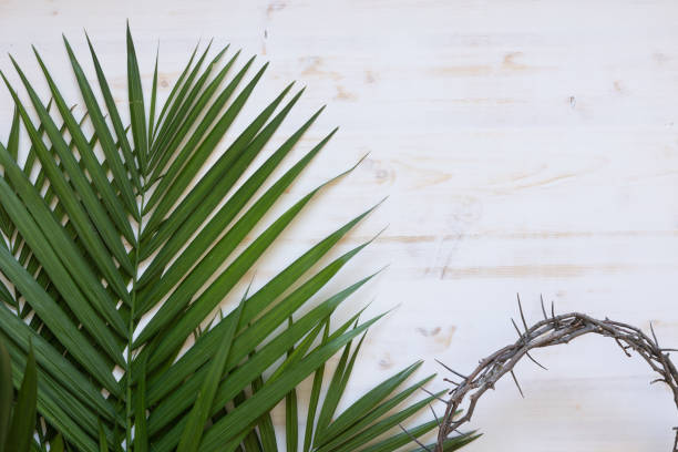 istock Palm leaves and crown of thorns 1368304183