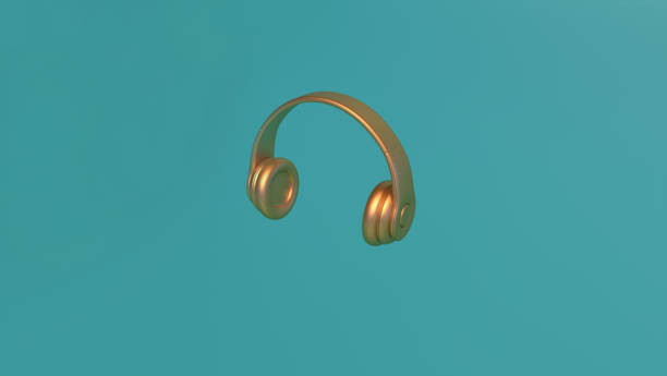 istock Backdrops and retro vintage classic objects-stylish headphones with gold plated_3d rendering image 1368308535