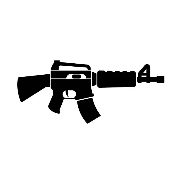 Vector illustration of Rifle gun icon vector isolated on white, weapon sign and symbol illustration.