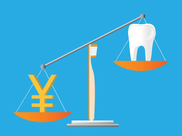 ilustrações de stock, clip art, desenhos animados e ícones de balancing dental costs - human teeth defending dental equipment brushing