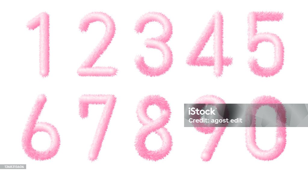 Soft Numbers Vector Soft Fluffy Numbers Set Stock Illustration - Download Image Now ...