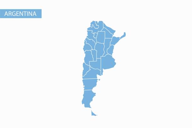 ilustraciones, imágenes clip art, dibujos animados e iconos de stock de vector detallado del mapa azul de argentina. - mapa argentina