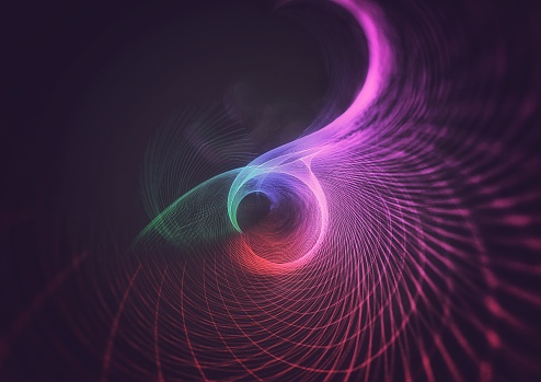 Abstract background swirling with iridescent lines of light