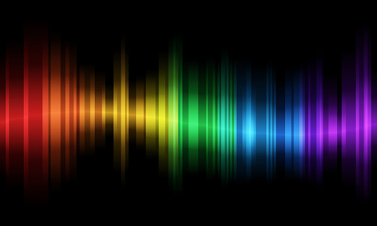 abstract sine wave with rainbow color motion light are overlap on dark background vector Design