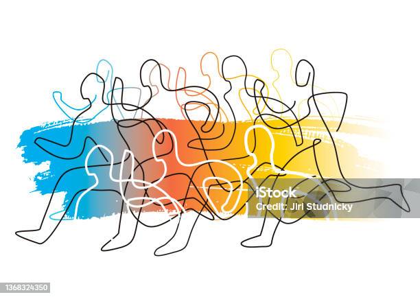 Running Line Graphics Running Race Marathon Line Art Stylized Stock Illustration - Download ...