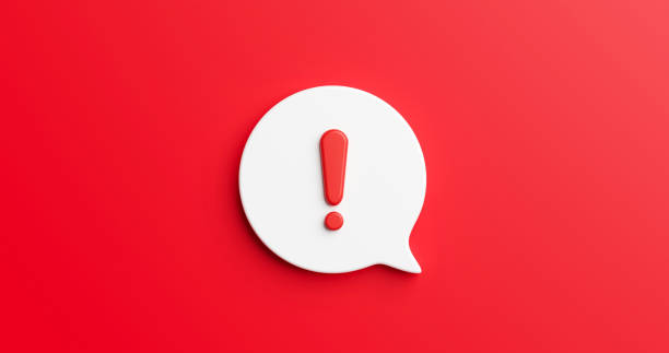 Red notification reminder icon chat message of attention alert alarm notice sign or flat design social button important caution symbol and warning urgent exclamation isolated on 3d danger background. Red notification reminder icon chat message of attention alert alarm notice sign or flat design social button important caution symbol and warning urgent exclamation isolated on 3d danger background. Important stock pictures, royalty-free photos & images