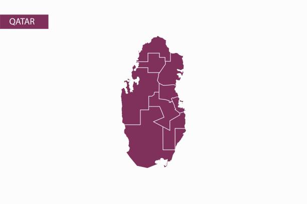 Qatar purple map detailed vector. Qatar purple map detailed vector. qatar map stock illustrations