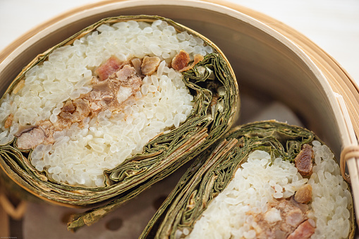 Sticky rice cut in half