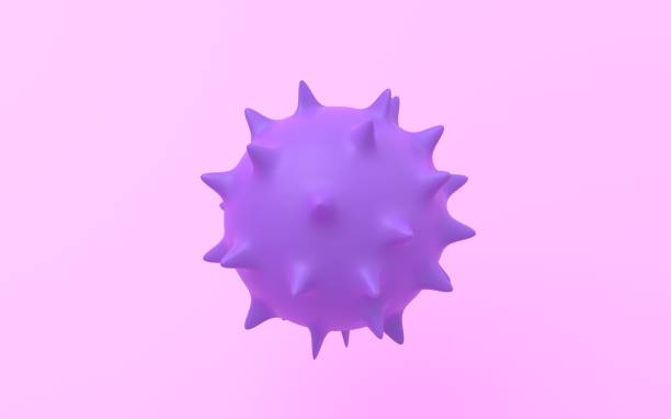 3dcg purple virus mit kleinen projektionen - pollenkorn stock-fotos und bilder