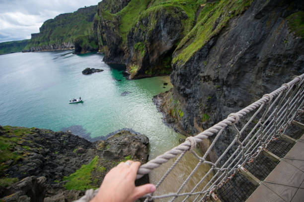 Carrick-a-Rede rope bridge in Northern Ireland. View from the bridge during the walkthrough.