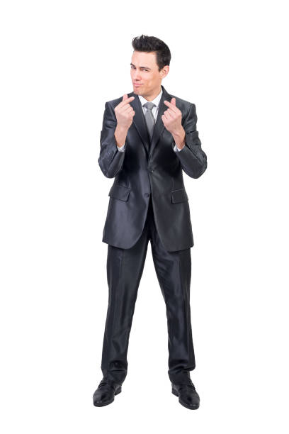 istock Businessman showing money gesture in studio. White background. 1368330689