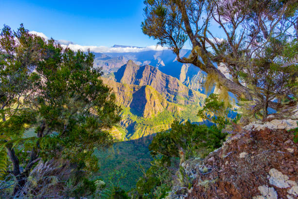 Cap Noir Trail and La Roche Verre Bouteille, Reunion Island hiking trail Cap Noir trail and La Roche Verre Bouteille, ascending to 
The Written Rock
Village of Dos d'Ane réunion stock pictures, royalty-free photos & images