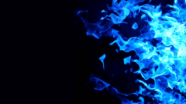 istock Horizontal image of a blue flame burning vigorously. 1368342028