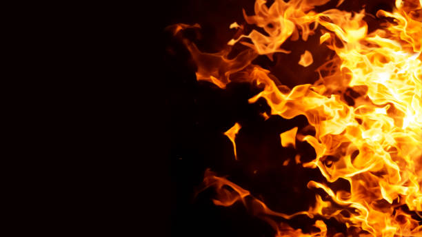 istock Horizontal background image of a red-hot flame 1368342035