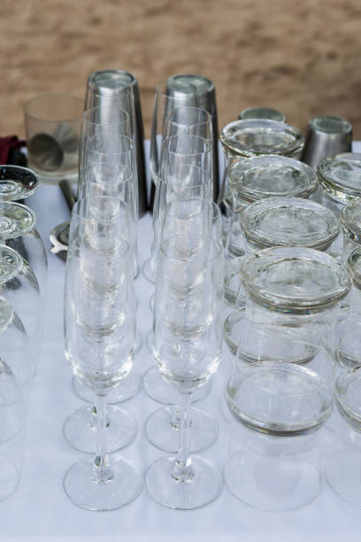 istock group of glass, setup for wedding. 1368342150