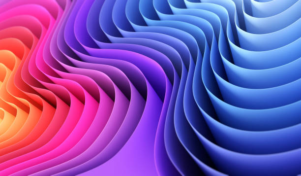 istock 3D render abstract background of smooth lines of spline gradient multicolor waves with dof 1368344657