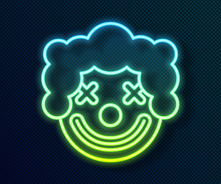 Glowing neon line Clown head icon isolated on black background. Vector.