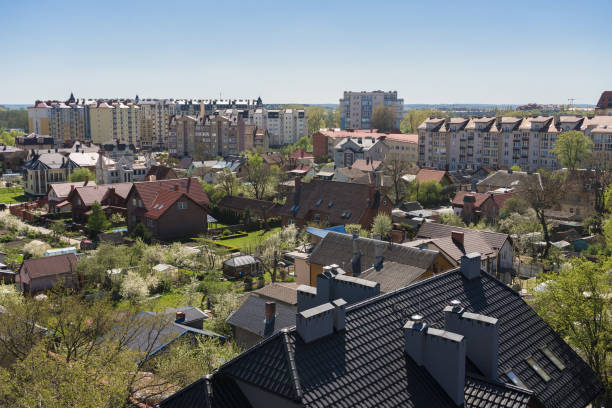 istock view from above on sunny spring Zelenogradsk with blooming trees and gardens 1368348214