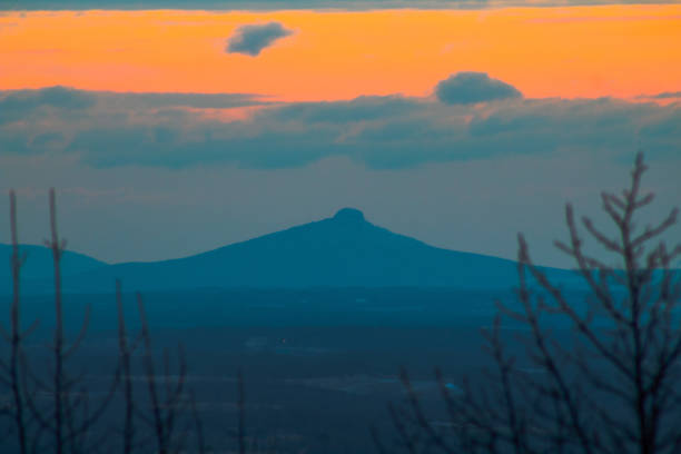 A view of Pilot Mountain at sunrise