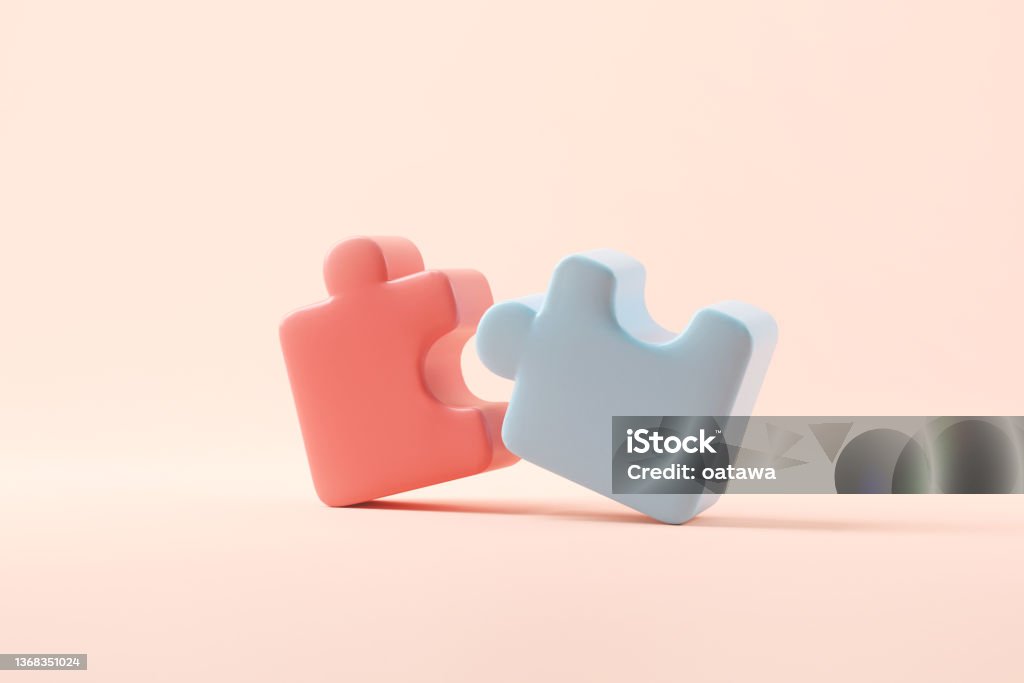 Symbol of teamwork, Jigsaw puzzle connecting, cooperation, partnership. Business concept. Symbol of teamwork, Jigsaw puzzle connecting, cooperation, partnership. 3d render. Business concept. Jigsaw Puzzle Stock Photo