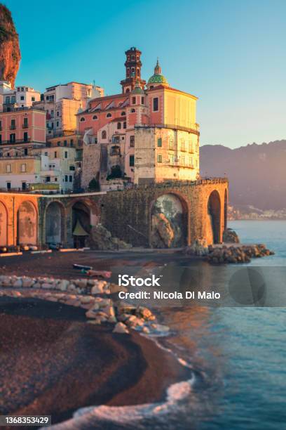 Village Of Atrani In The Amalfi Coast Italy Stock Photo - Download Image Now - Ravello, Positano, Italy