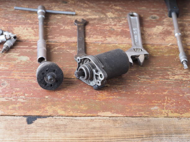 istock starter repair parts and tools on table 1368353620