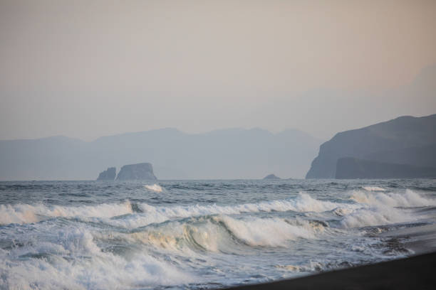 Pacific ocean off the Kamchatka coast in the morning