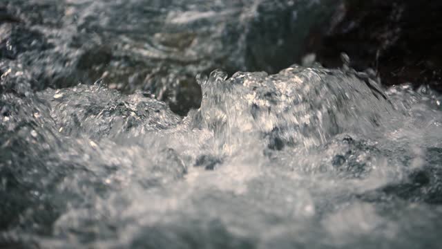 Slow motion surface water at the mountain river
