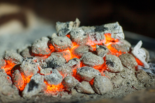 Glowing Hot Charcoal Fire