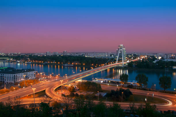 istock New bridge over Danube river in Bratislava,Slovakia at night 1368359357