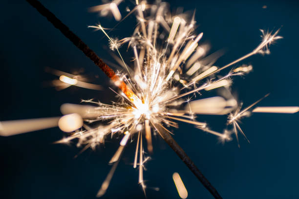 istock Bengal fire sparkles against the black background. 1368362305