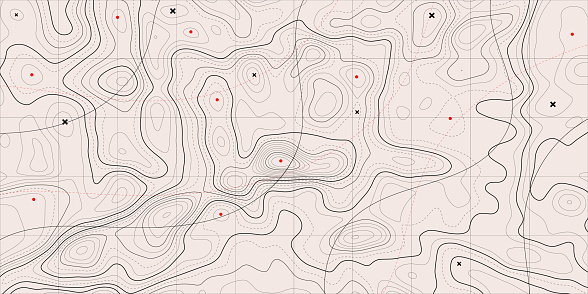 Topographic map background. Geographic line map with elevation assignments.