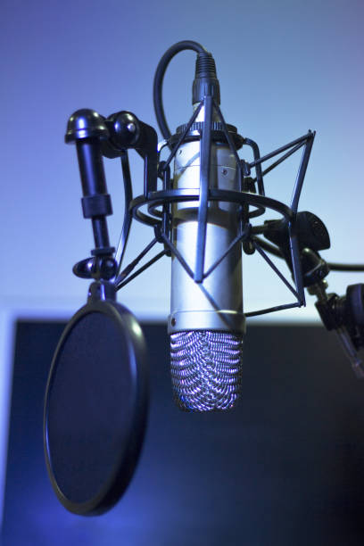 istock Professional microphone suspended in the air 1368363646