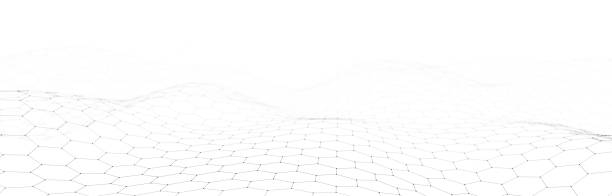 istock Futuristic white hexagon dynamic wave. Futuristic honeycomb concept. Digital technology webflow. Big data visualization. 1368364193