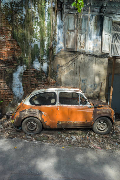 istock Old Car park at old wall 1368364245