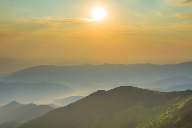 green mountains at the early morning