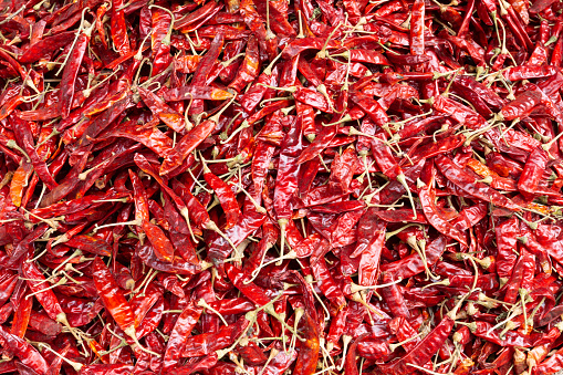 Dried red chili peppers at the market in Colombo, Sri Lanka
