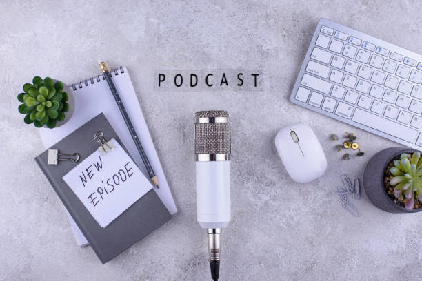 istock Podcast new episode concept with microphone 1368365219