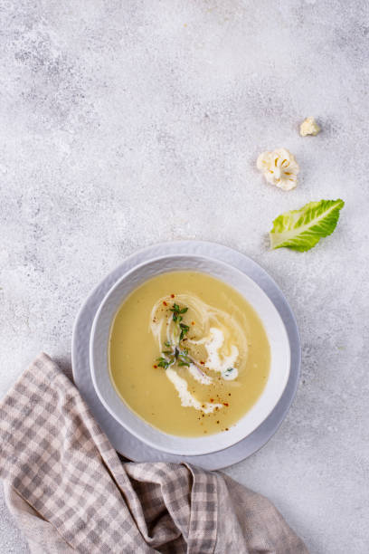 istock Healthy vegan cauliflower cream soup 1368365289