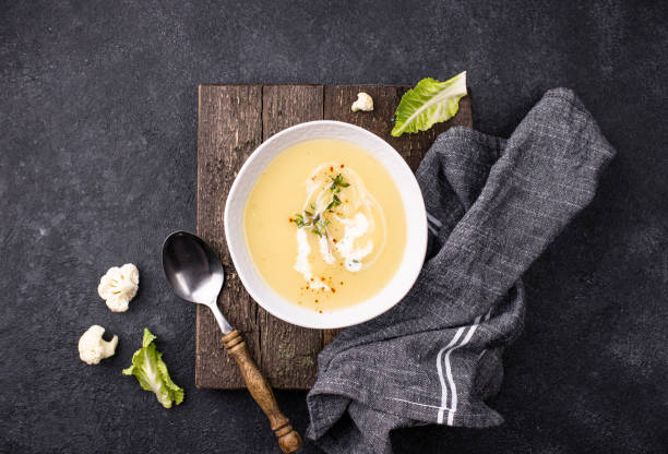 istock Healthy vegan cauliflower cream soup 1368365294