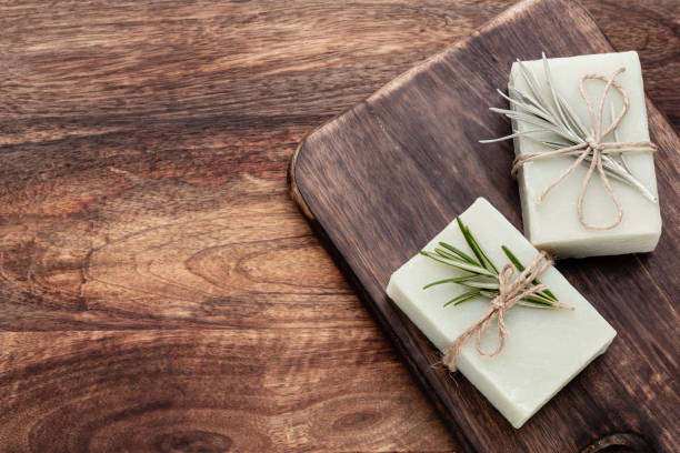 istock Handmade natural soap on pastel background. 1368368627