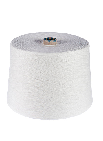 A big spool of white sewing thread isolated on white background (with clipping path)