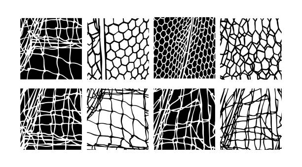 Square mesh abstract pattern, soccer net. Football gates isolated. Illustrations for tennis and volleyball design. Rope net vector silhouette. Soccer net. Square mesh abstract pattern. Football gates isolated. Illustrations for tennis and volleyball design. Rope net vector silhouette. volleyball net stock illustrations