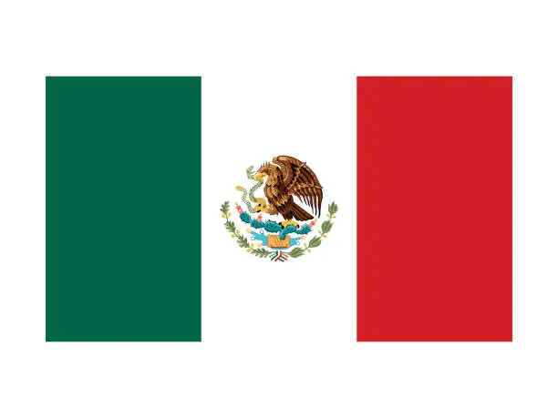 Vector illustration of Flag of Mexico vertical tricolor icon vector isolated on a white background