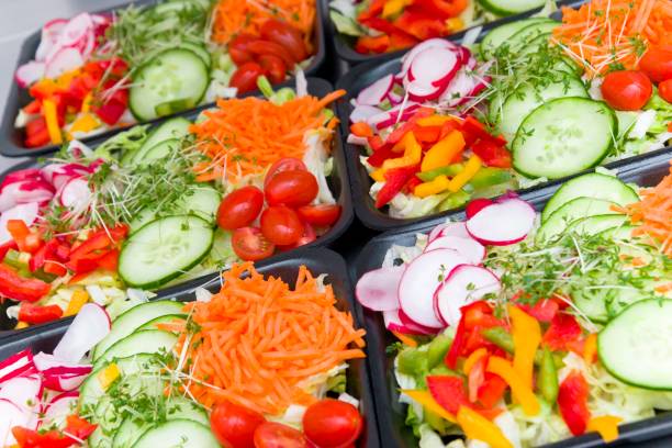 Mixed salad as convenience food stock photo