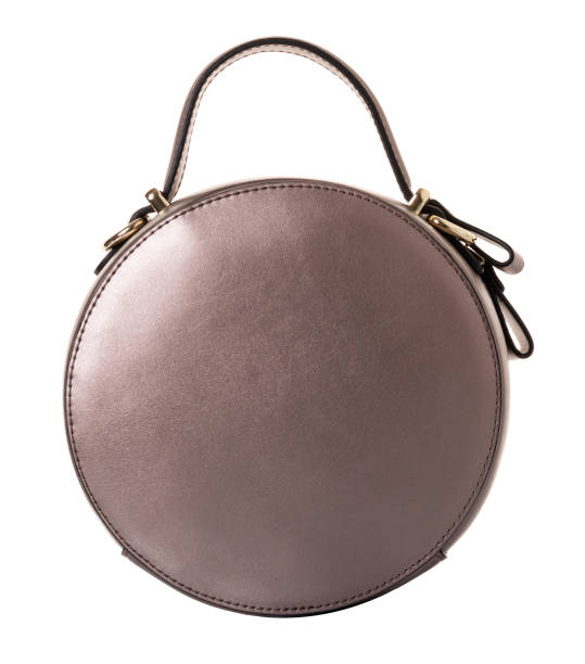 istock Round silver women's handbag made of genuine leather. Model with one handle 1368377757