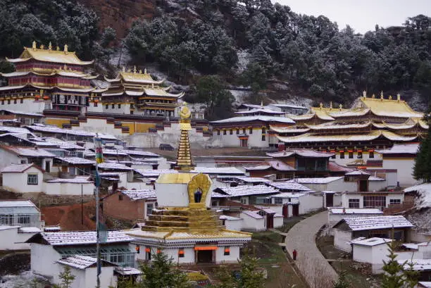 View of Langmusi Temple in (Amdo, Tibet) Gansu, China