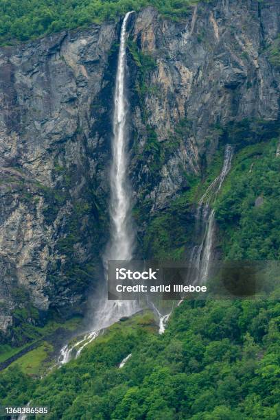 Gjerdefossen Is One Of The Nicer Waterfalls In The Geirangerfjord The One Closest To Geiranger Stock Photo - Download Image Now