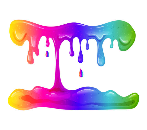 Dripping rainbow slime background. Dripping rainbow slime background. Vector illustration of slime, paint, slime, snot, chewing gum, liquid. Colorful illustration of a children toy cartoon of glue stick stock illustrations