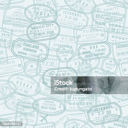 istock Passport stamps texture seamless vector 1368388767